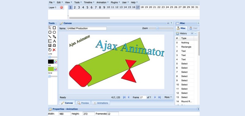 main interface of ajax animator