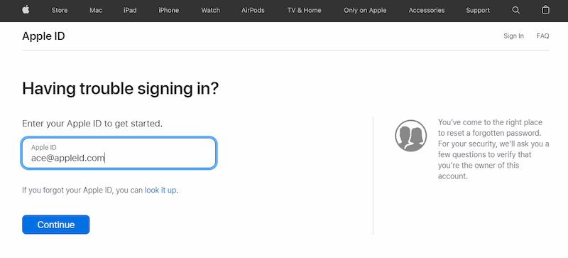 how to unlock apple id without number via iforgot page