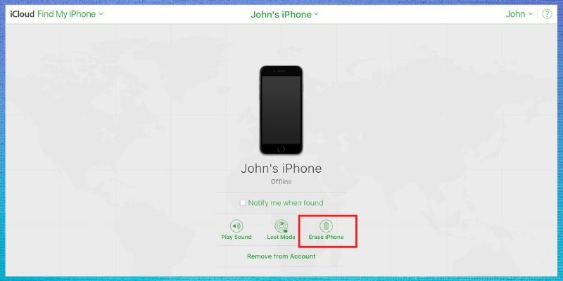 restore disabled iphone using icloud