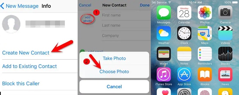 create contact, add photo to unlocked disable iphone