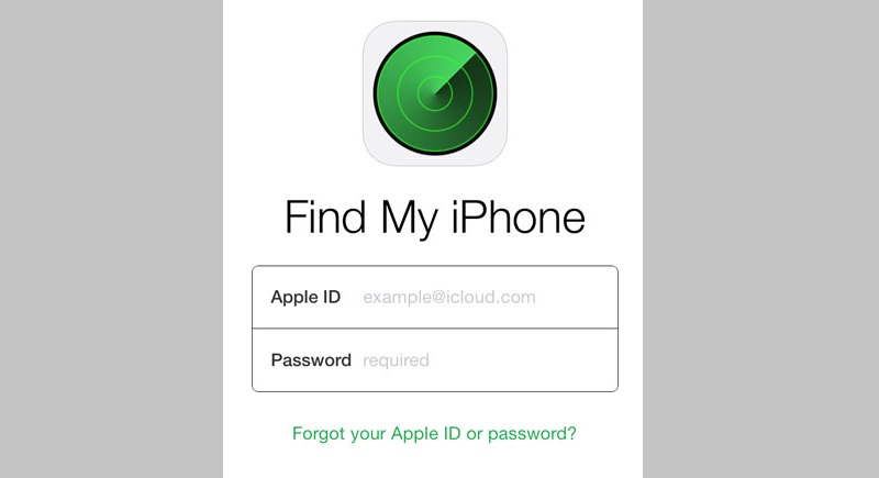 enter apple id on find my iphone