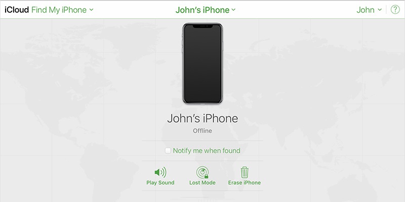 erase iphone device using find my iphone