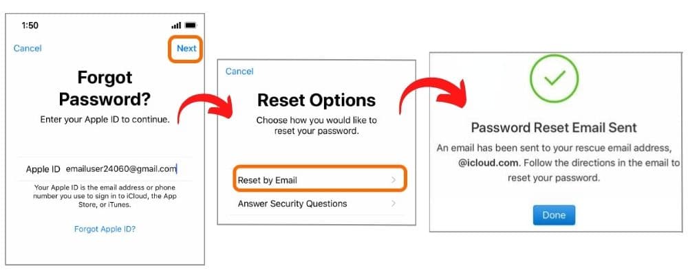 click forgot password, choose reset options, then reset password
