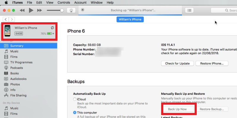 Copia de seguridad de videos de iPhone usando el servicio de iTunes