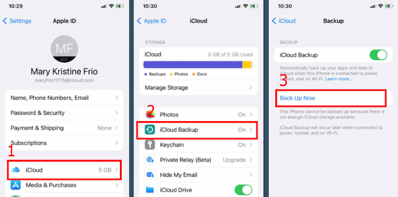backup notes on iphone icloud
