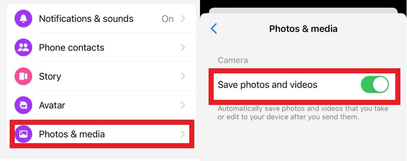 enable auto save on messenger