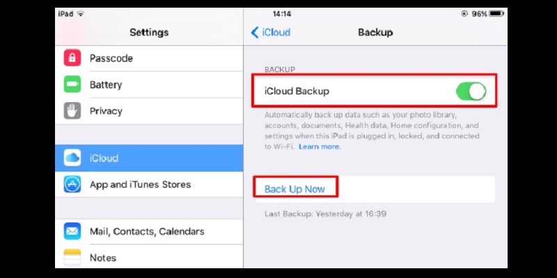 go to icloud, enable back up now