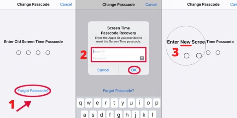 click forgot the passcode, enter apple id credentials, then enter a new passcode