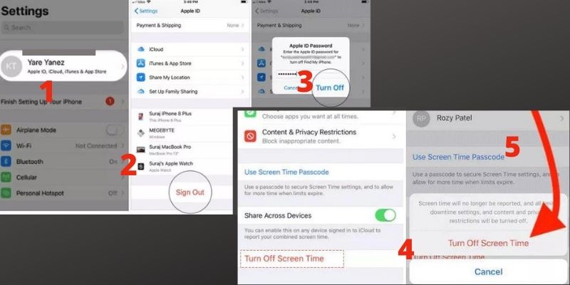 sign out of icloud then turn off screen time