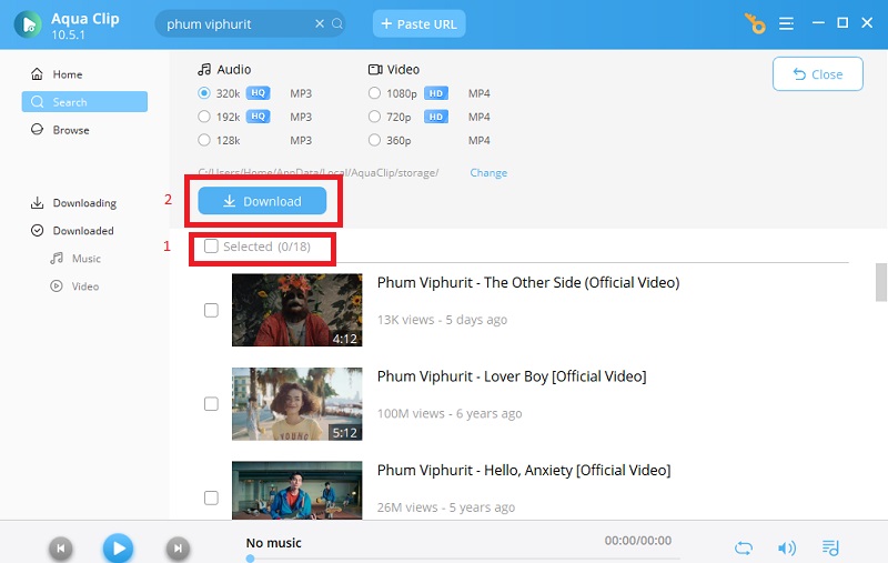 choose videos to batch download
