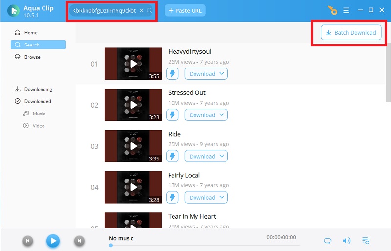copy and paste youtube link on search bar