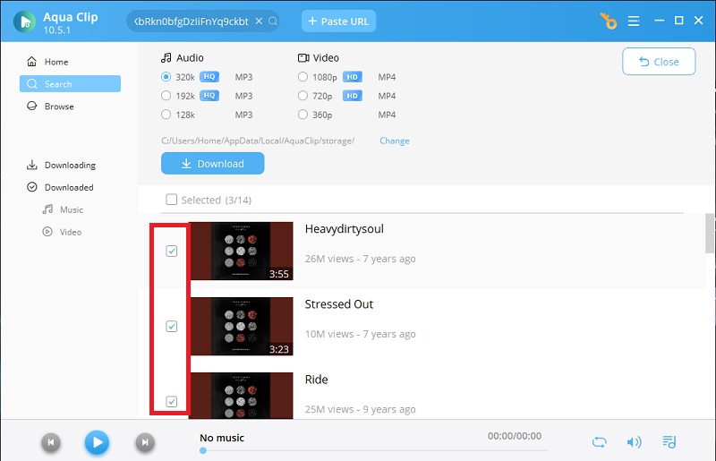 select videos to download from playlist