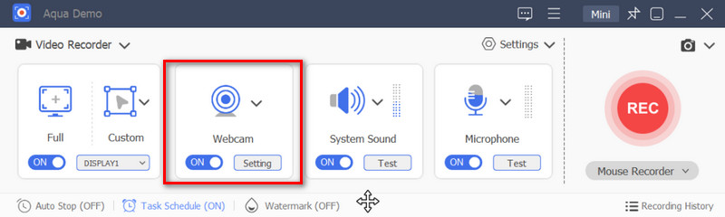 toggle on webcam feature