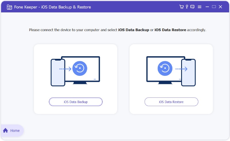 launch fone keeper and select ios data backup and restore