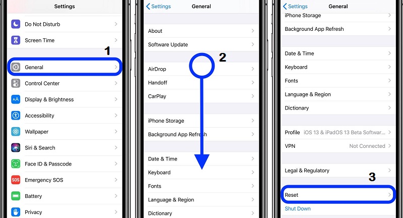 reset setting of iPhone