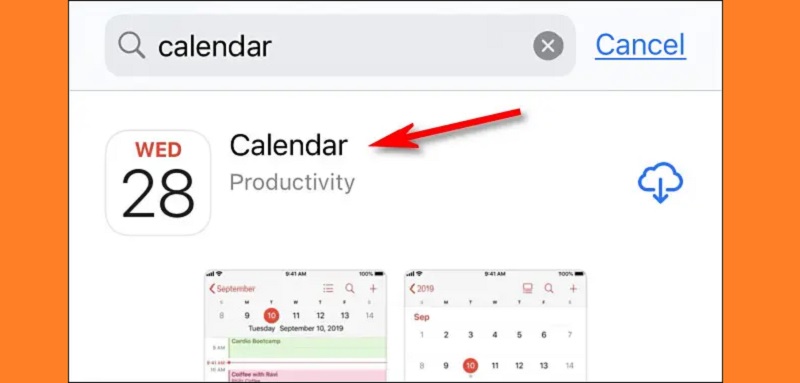 reinstall calendar on your device