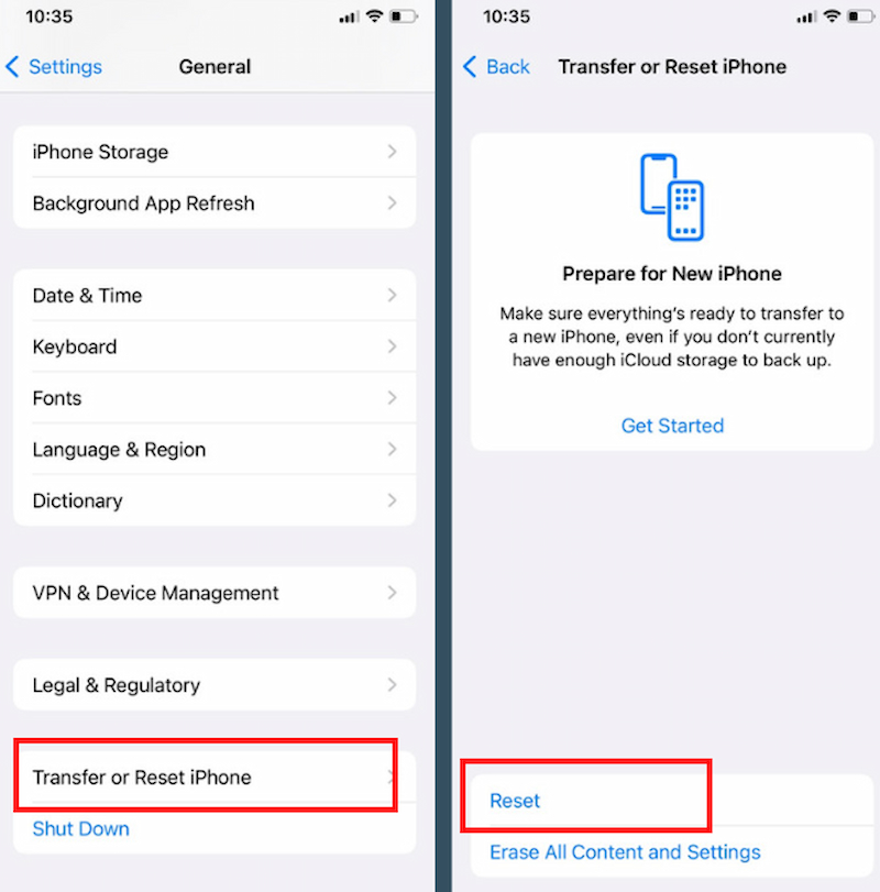 fix iphone text messages disappear by reset settings