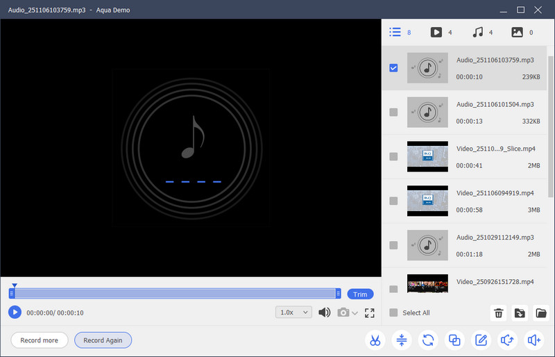 preview recorded audio