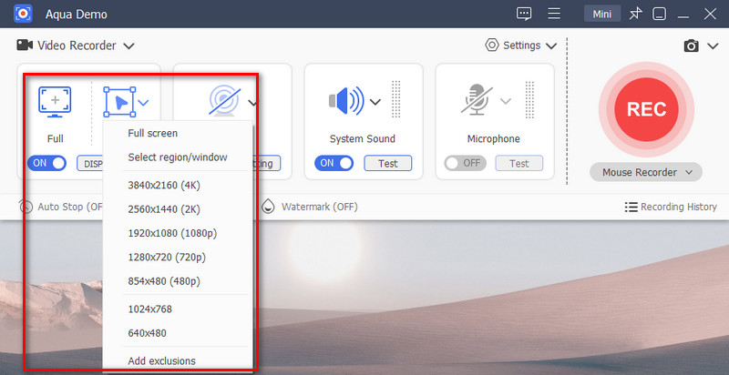 select recording mode