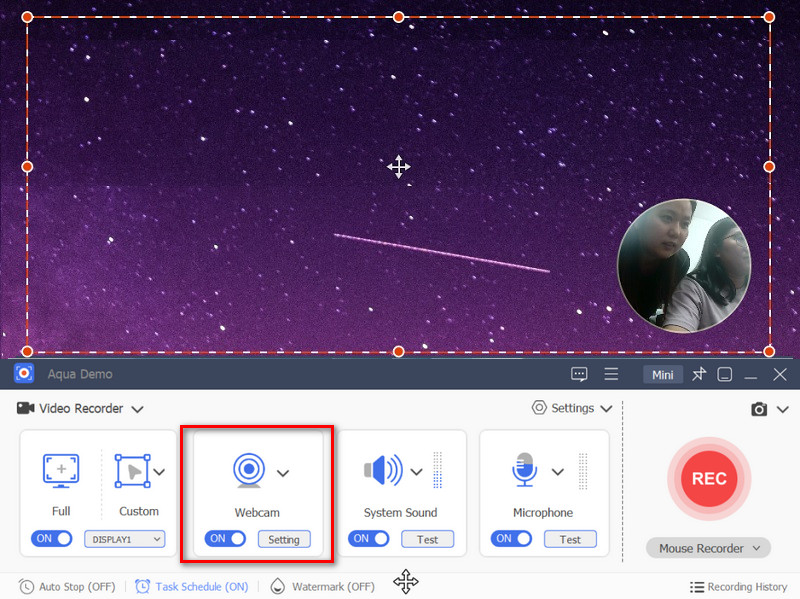start recording with webcam