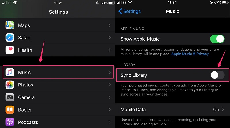 sincronizar la música de Apple con la biblioteca