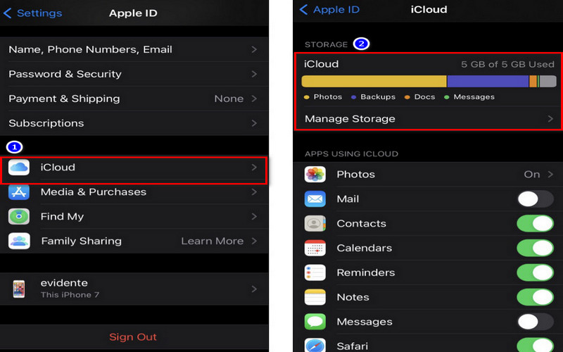 navigate through your icloud settings and look at the storage available