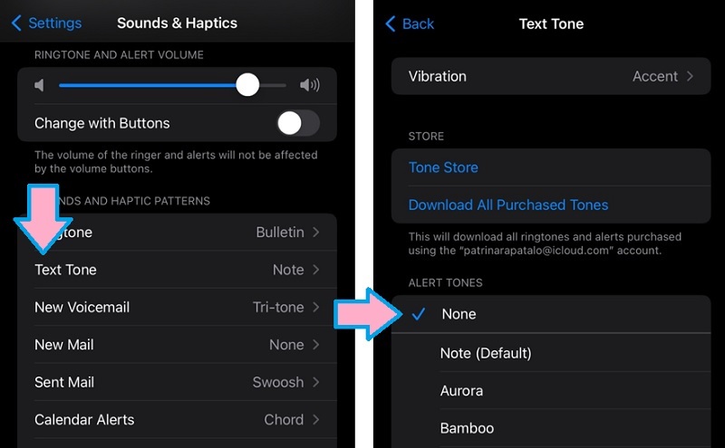 enable text tone to none