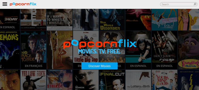 popcornflix main interface