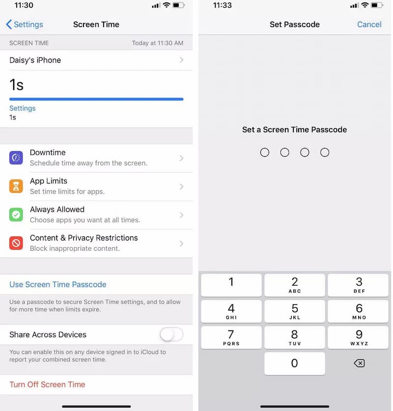 go to settings, screen time, then use screen time passcode