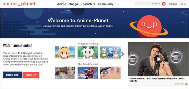 anime planet home page