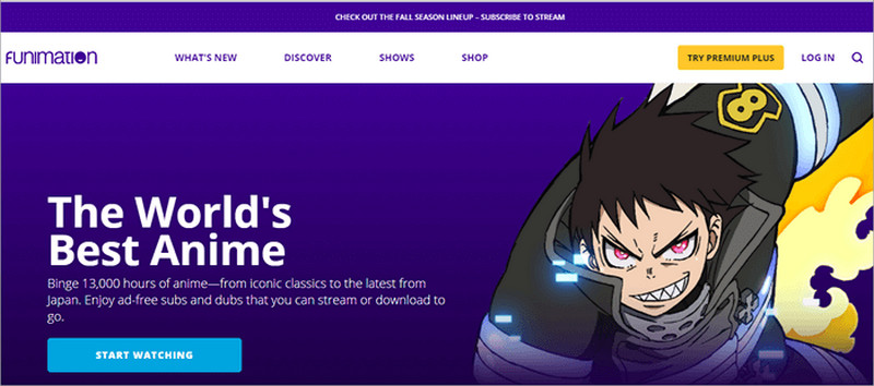 funimation home page