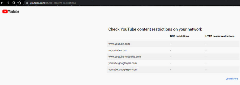 youtube network restrictions