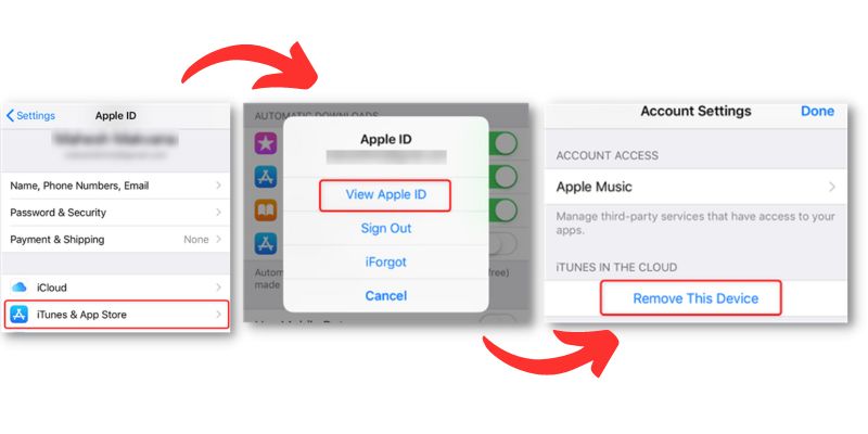 vaya a la configuración, su nombre, iTunes y la tienda de aplicaciones, vea la identificación de Apple, luego elimine este dispositivo