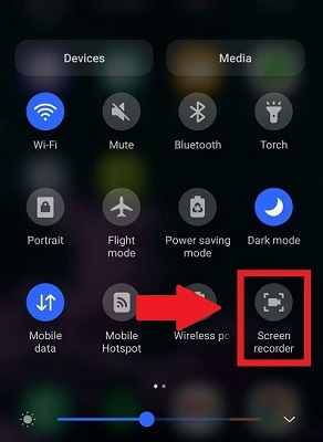 open quick settings and select screen recording