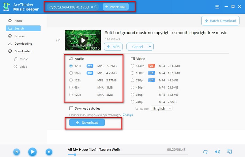 convert video to audio on Aqua Tune