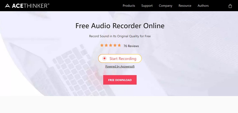 acethinker free online audio recorder como software gratuito de grabación de audio para Windows 10