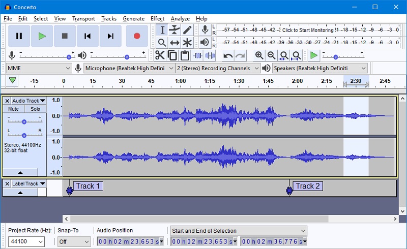 audacity como un software gratuito de grabación de audio para Windows 10