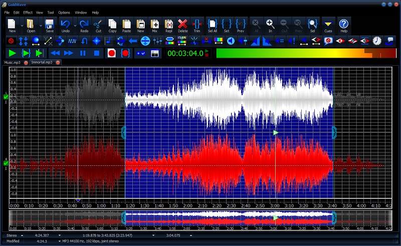 Goldwave como software gratuito de grabación de audio para Windows 10