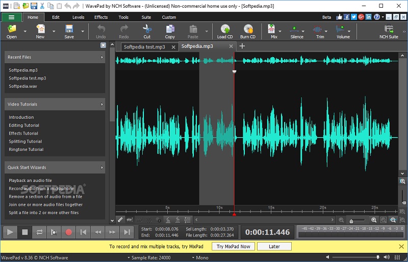 wavepad  as a free audio recording software for windows 10