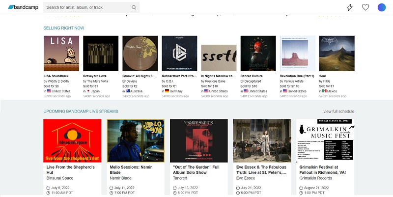 bandcamp as a free music download sites