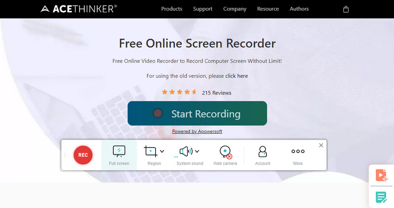 install the free online screen recorder on your browser