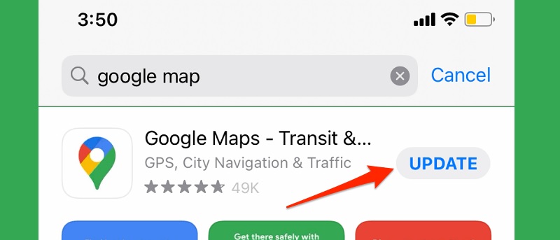 actualizar google maps en la tienda de aplicaciones