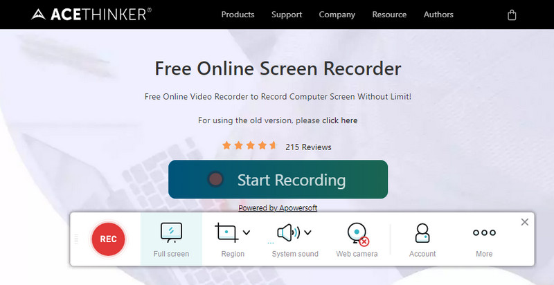launch the free online screen recorder