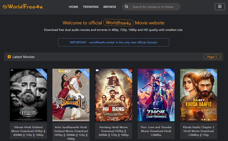 worldfree4u as a sites to download animated movies