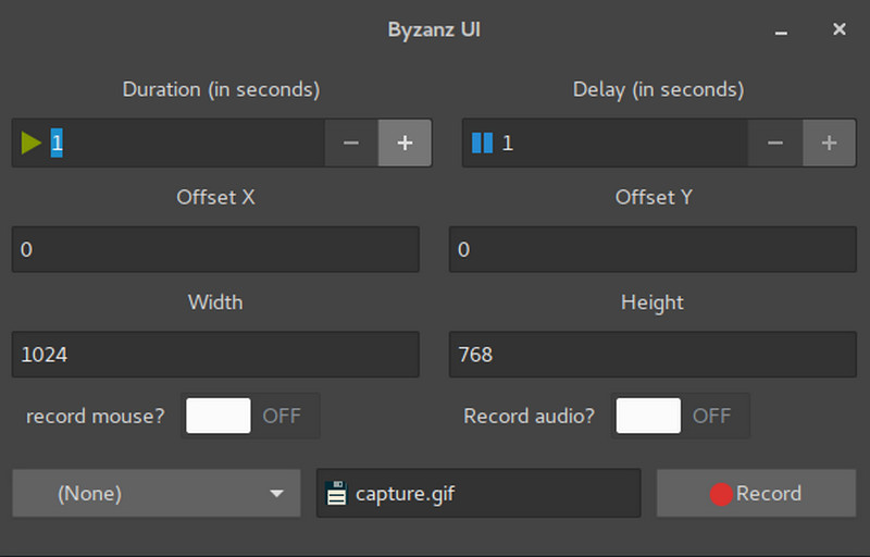 byzanz interface for linux screencasting
