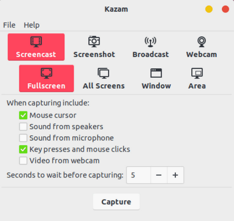 kazam interface
