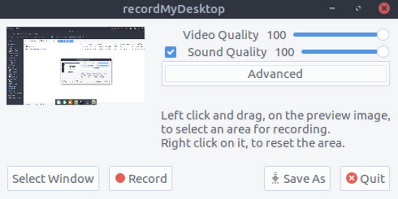 recordmydesktop interface