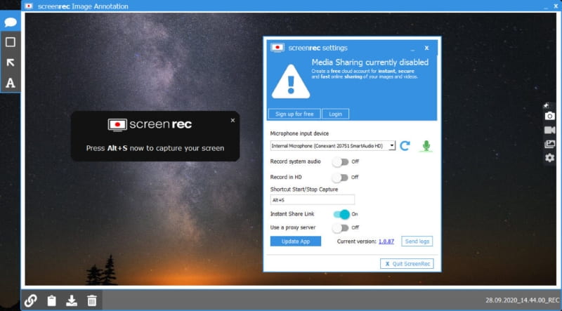 mejor grabador de pantalla para linux screenrec
