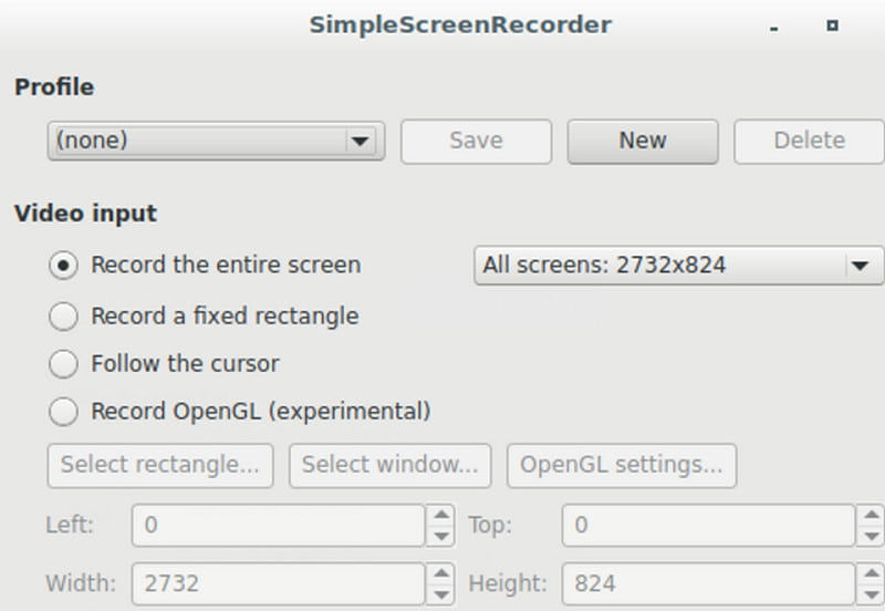 simple screen recorder interface