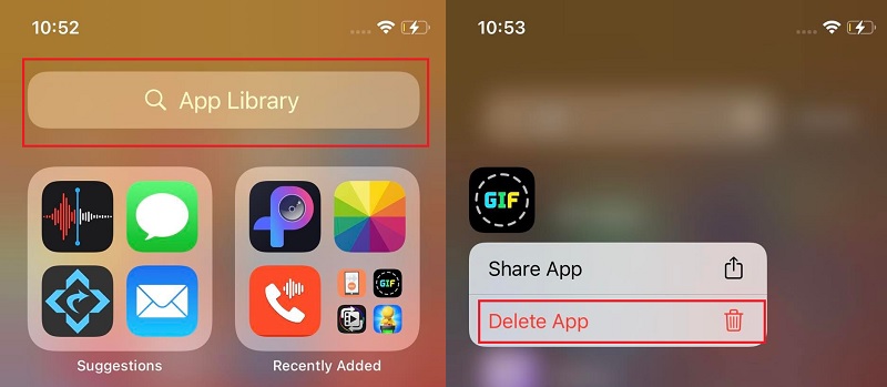 delete hidden apps on iphone using app library